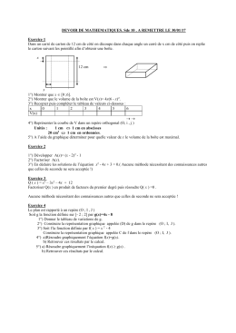 DEVOIR DE MATHEMATIQUES. Sde 10 . A REMETTRE LE