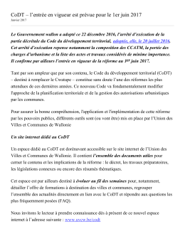 CoDT – l`entrée en vigueur est prévue pour le 1er juin 2017