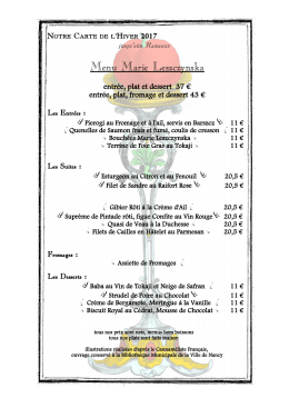 Menu Marie Leszczynska