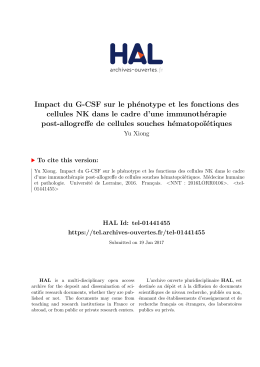 Impact du G-CSF sur le ph&eacute;notype et les fonctions des - Tel