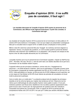 Enqu&ecirc;te d`opinion 2016