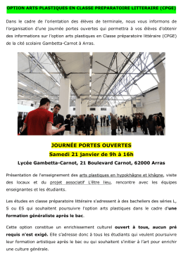 Portes Ouvertes CPGE Arts à Arras 21.01.2017