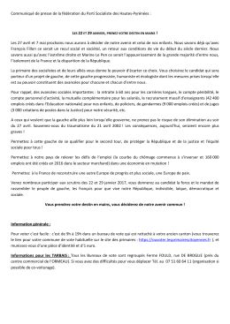 Communiqu&eacute; de presse de la f&eacute;d&eacute;ration du Parti Socialiste des