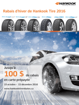 Le rabais d`hiver de Hankook Tire 2016 est un programme de rabais