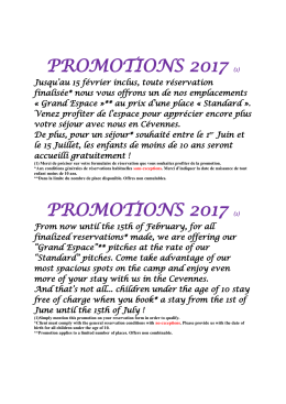 promotions 2017 (1) - Camping Nature en Cévennes