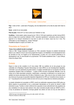 Chef de Projet Pays - Triangle g&eacute;n&eacute;ration humanitaire