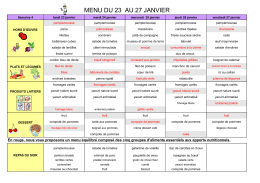 MENU DU 23 AU 27 JANVIER