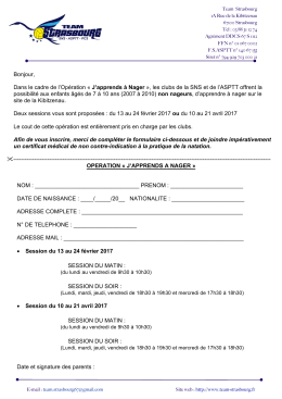Dossier inscription - Soci&eacute;t&eacute; Natation de Strasbourg