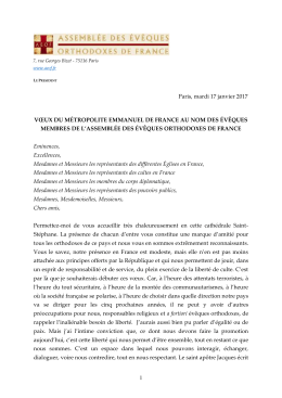 1 Paris, mardi 17 janvier 2017 V&OElig;UX DU