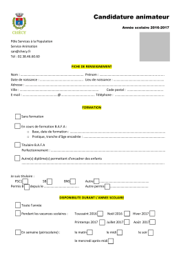 fiche de candidature