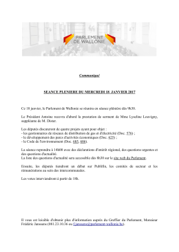 Communiqu&eacute; - Le Parlement de Wallonie