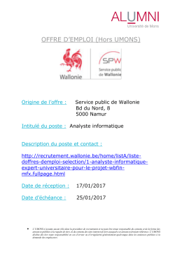 20170117 OE033 Service Public de Wallonie Analyste informatique