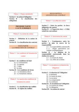 Thème 1 : Propos introductifs Section I – la notion d