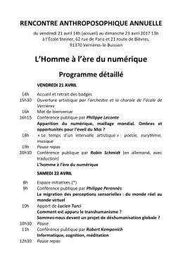 L`Homme &agrave; l`&egrave;re du num&eacute;rique - Soci&eacute;t&eacute; Anthroposophique en France