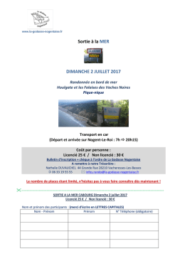 Sortie à la MER DIMANCHE 2 JUILLET 2017