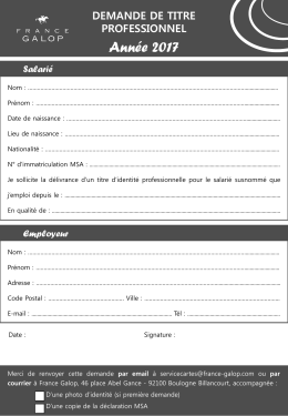 Demandes de titre PROFESSIONNEL (en y joignant