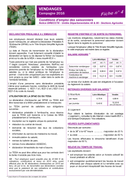 Conditions d`emploi des saisonniers