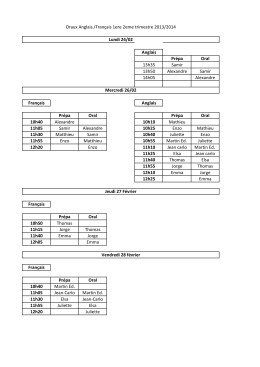 Anglais Pr&eacute;pa Oral 13h35 Samir 13h50 Alexandre Samir