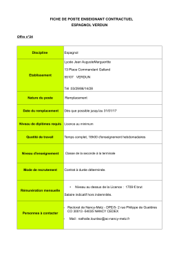 fiche de poste enseignant contractuel espagnol verdun