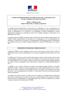 Appel &agrave; projets 2017 - Radicalisation