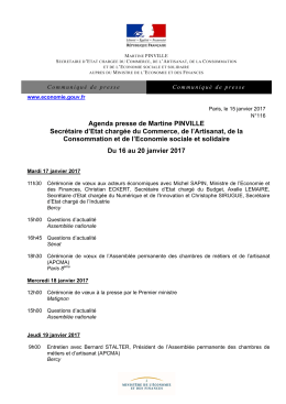 Agenda presse de Martine PINVILLE Secrétaire d`Etat chargée du