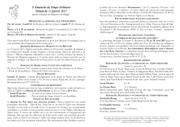 Annonces de la semaine du 15 au 21 janvier 2017 - abbaye