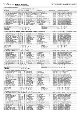 R1 - VINCENNES - Samedi 21 Janvier 2017