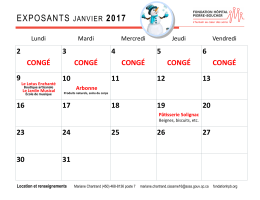 Calendrier - Janvier 2017