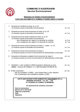 Liste des documents et nombre d`exemplaires &agrave;