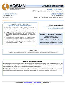 Vendredi 10 février 2017 ATELIER DE FORMATION