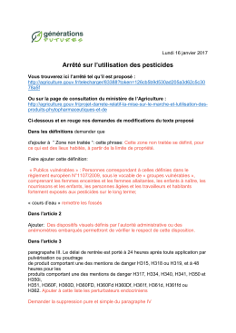 Arrêté sur l`utilisation des pesticides