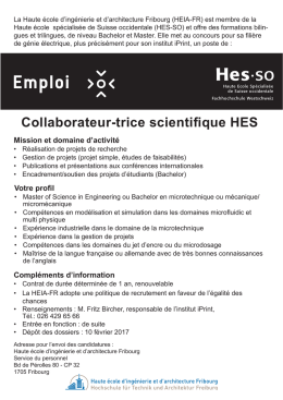 Collaborateur-trice scientifique HES - HES-SO