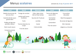 Menus du 23 au 27 janvier 2017