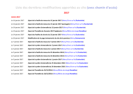 Liste des dernières modifications apportées au site (avec chemin d