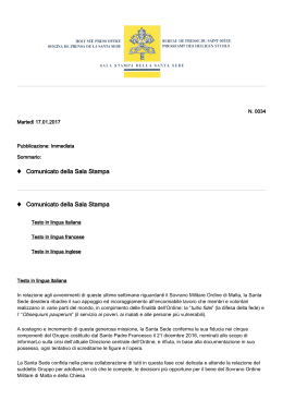 Comunicato della Sala Stampa Comunicato della
