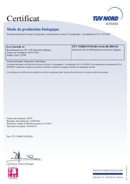 Certificat - La Concorde