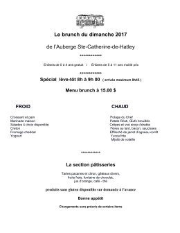 Menu Spécial lève-tôt du Dimanche