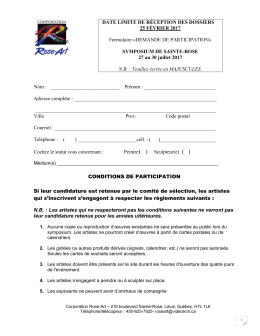 DATE LIMITE DE R&Eacute;CEPTION DES DOSSIERS 25 - Rose-Art