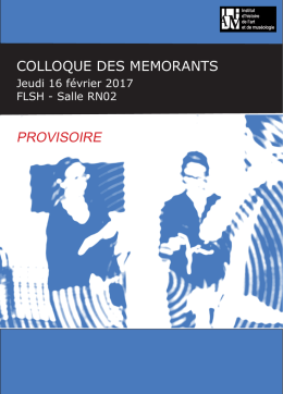 COLLOQUE DES MEMORANTS PROVISOIRE