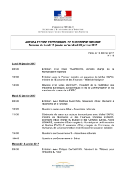 AGENDA PRESSE PREVISIONNEL DE CHRISTOPHE SIRUGUE