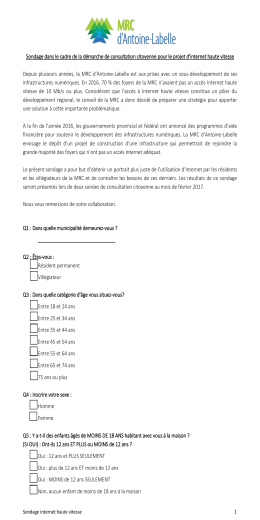 Sondage dans le cadre de la démarche de consultation citoyenne