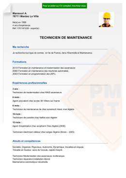 Recrutement CV TECHNICIEN DE MAINTENANCE