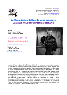 La Commission Culturelle vous propose : Lambert