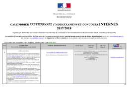 Calendrier pr&eacute;visionnel recrutements internes 2017-2018