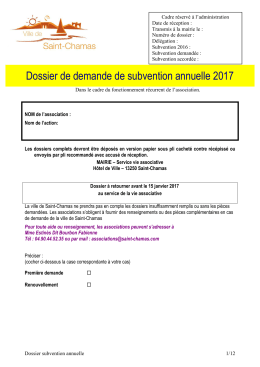 Dossier demande de subvention annuelle - Ville de Saint