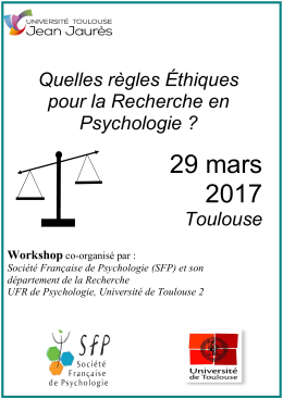 29 mars 2017 - Soci&eacute;t&eacute; Fran&ccedil;aise de Psychologie