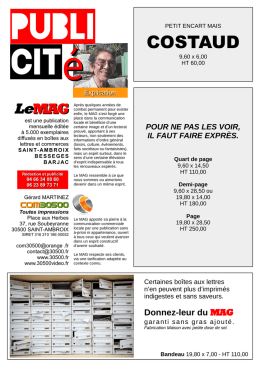 TARIFS de PARUTIONS MAG - com 30500 saint