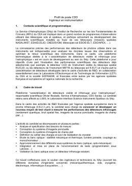 Profil de poste CDD Ingénieur en instrumentation