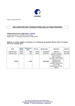 declaration des transactions sur actions propres