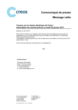 Communiqu&eacute; de presse Message radio
